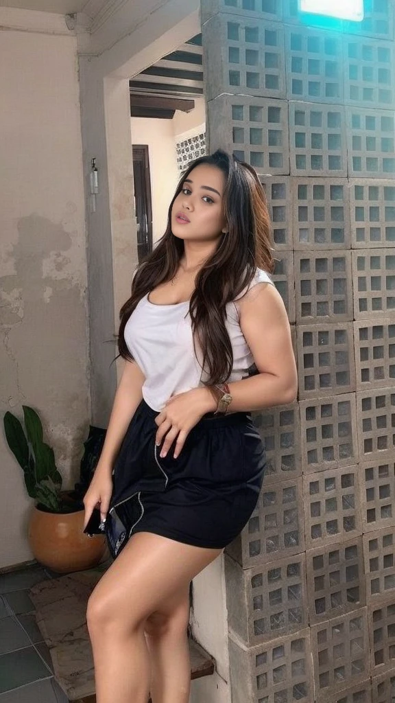 1girl, solo, sensual woman, light from front, (Indonesian_high_school), semi-curvy body, indoors, pose on bed, detailed face, detailed eyes, in the middle, unparalleled beauty, looking at the camera , thick breasts, detailed skin, muscle legs, thick arms, six pack belly, looking at the audience,wearing short skirt, wearing tide shirt, (8k, RAW photo, best quality, masterpiece: 1.2), (realistic, realistic: 1.37), ultra-high resolution