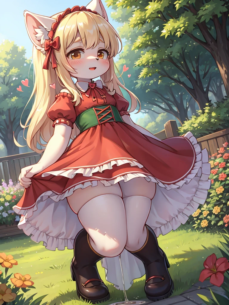 garden party ,  girl , (curtsy) , My heart is pounding , (pee:0.9) , (legs apart:0.3)