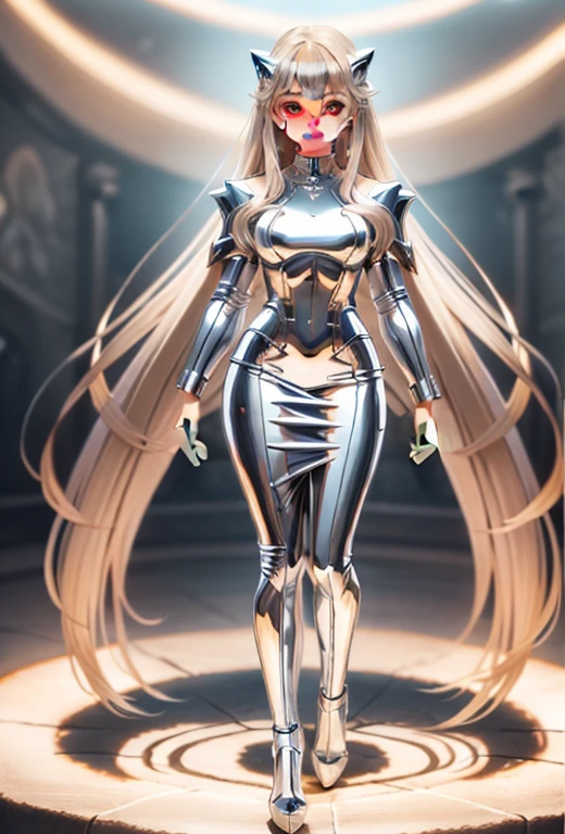 chr0me4rmor,chrome mini shirt, anime style, golden chrome dress, anime eyes, detailed anime, bigger eyes, high quality anime, large anime pupils, 1girl in full growth, best quality, masterpiece, ultra-detailed, high quality,perfect anatomy, perfect full body, (detailed full body), good eyes, perfect face, pretty face