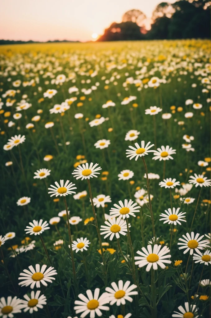 Photography with a vintage aesthetic filter of some daisies 
