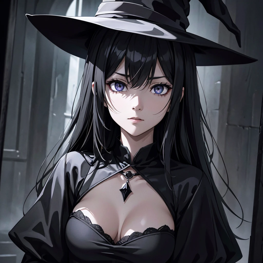 high resolution、A witch who controls the dark。It was a look of hatred.、Scary。I have a pitch black soul in my hand、Staring at me。
all black image。At a dynamic angle。