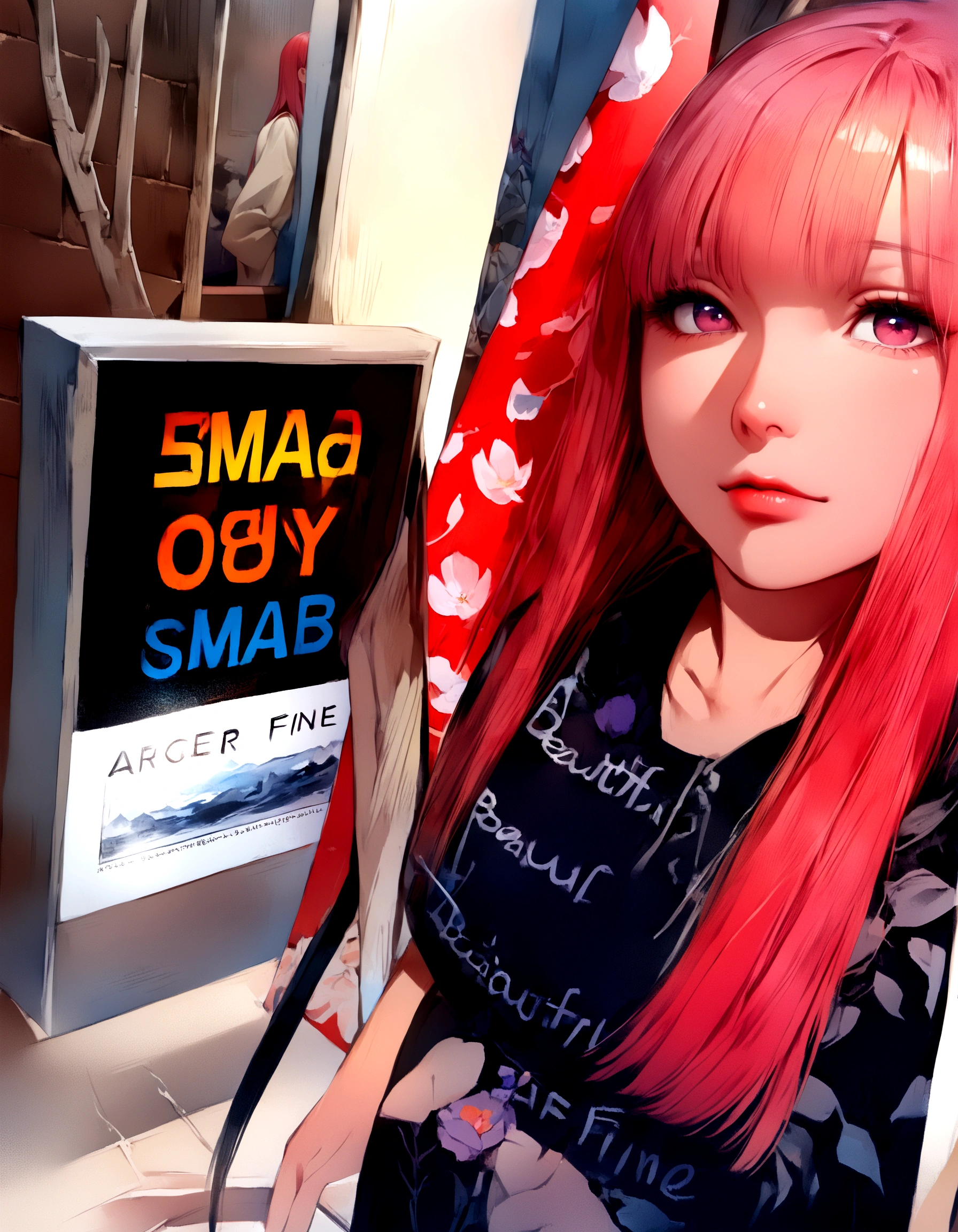 anime、Korean、super fine illustration,(((beautiful fine hair))),(((beautiful fine face))),(((beautiful fine background))),Pink Hair、Straight Hair、
