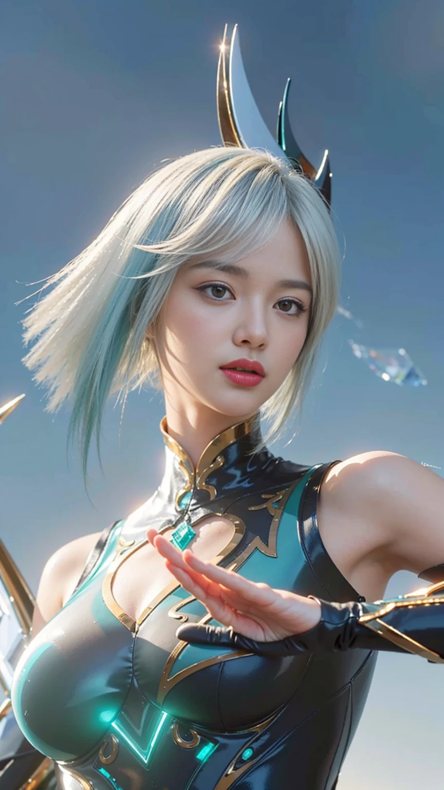((Masterpiece, best quality:1.5)), (photorealistic:1.30), ((highres, wallpaper 8k, detail Texture, color details, crystal skin details, Glowing skin, Shiny skin, detail face, detail body, detail Hand, detail finger, Very clear details, Fine details, ferpect lighting, micro detail Texture)),