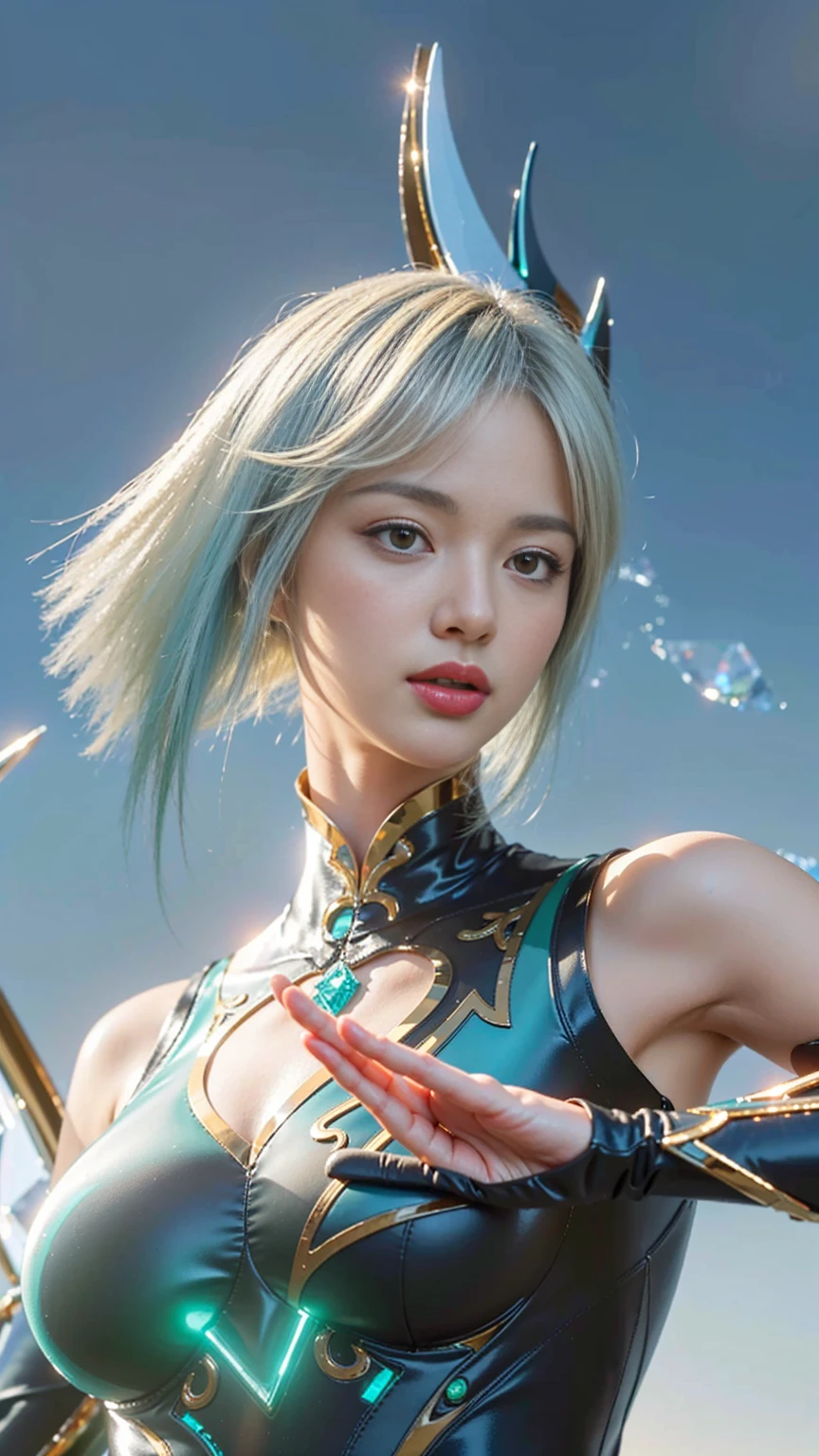 ((Masterpiece, best quality:1.5)), (photorealistic:1.30), ((highres, wallpaper 8k, detail Texture, color details, crystal skin details, Glowing skin, Shiny skin, detail face, detail body, detail Hand, detail finger, Very clear details, Fine details, ferpect lighting, micro detail Texture)),