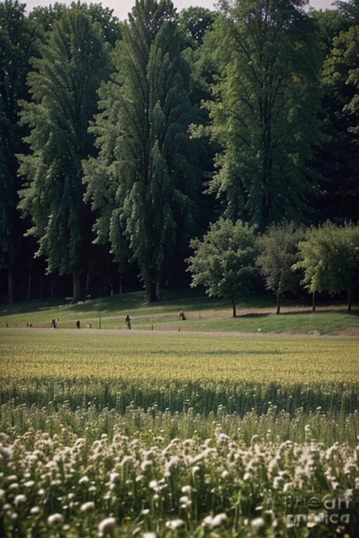 Vintage photograph of a field of margaritas
