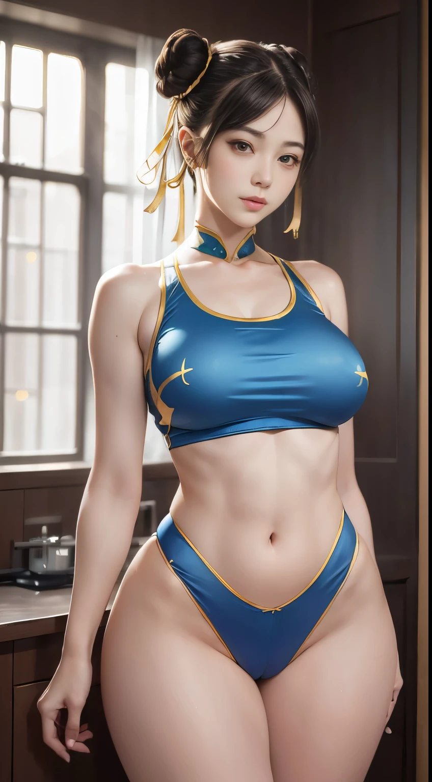 (masterpiece, Highest quality:1.4), (Are standing:1.5), One Girl, alone, Spring is coming, Blue Tank Top, Unitard, Blue pants, Tight Suit, Yellow ribbon, short hair, sneakers, Bare shoulders, (Young European Woman:1.2), Viewer Display, Beautiful smile, Beautiful Face, Highly detailed face, Highly detailed eyes, Scattered under the surface, Realistic pupils, Apply blush all over the face, Fuller lips, Detailed Background, Written boundary depth, Volumetric lighting, Sharp focus, Absurd, Realistic proportions, (Realistic, 超Realisticな:1.4), 16k HD