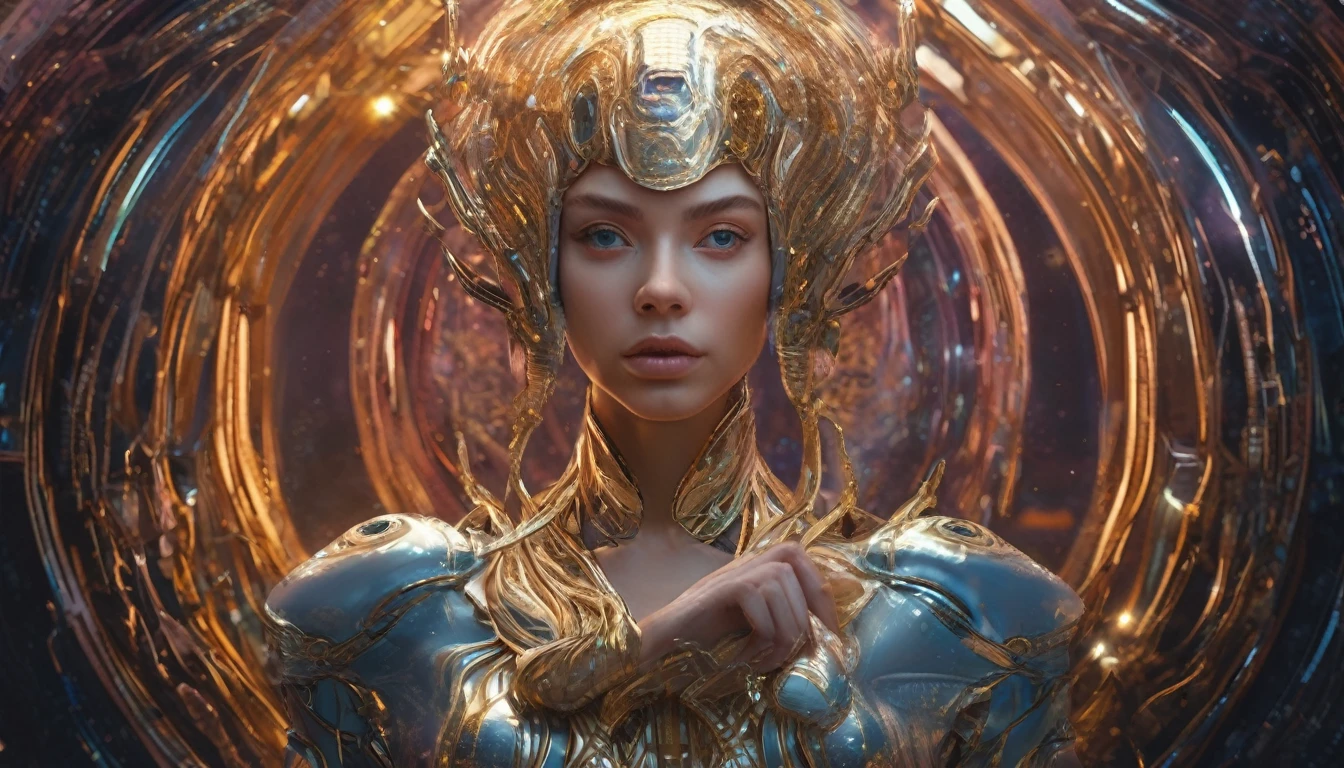 Future female high-dimensional aliens from another dimension，Cosmic，Powerful magic from an unknown dimension，Front bust，Busts and hand portraits，Frontal image，