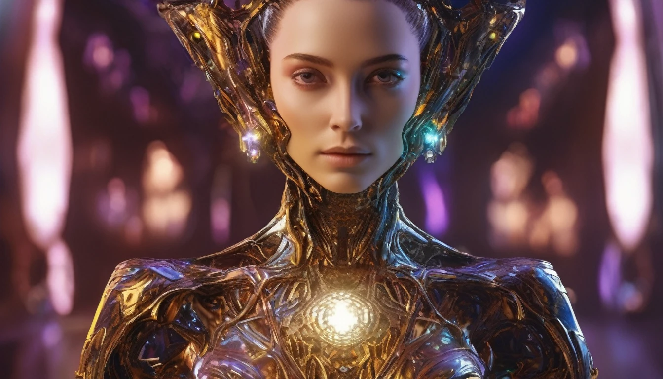 Future female high-dimensional aliens from another dimension,Cosmic,Powerful magic from an unknown dimension,Front bust,Busts and hand portraits,Frontal image,
