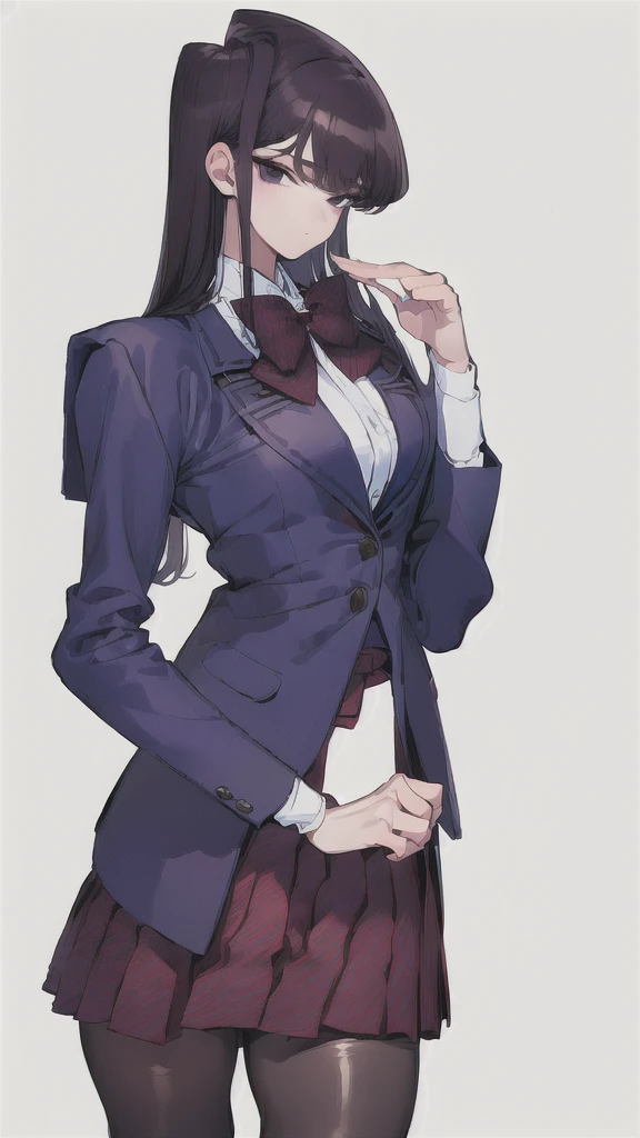 (masterpiece, best quality:1.2),intricate design, (insanely detailed:1.4), (extremely fine details:1.35),masterpiece, best quality, hyper-detailed((masterpiece)), (best quality), (detailed)
ShokoKomidef, purple hair, purple eyes, long hair
, (black pantyhose:1.3),, (school uniform:1.3), red skirt, red bow, (blazer:1.3) (microskirt:1.3)
microskirt
