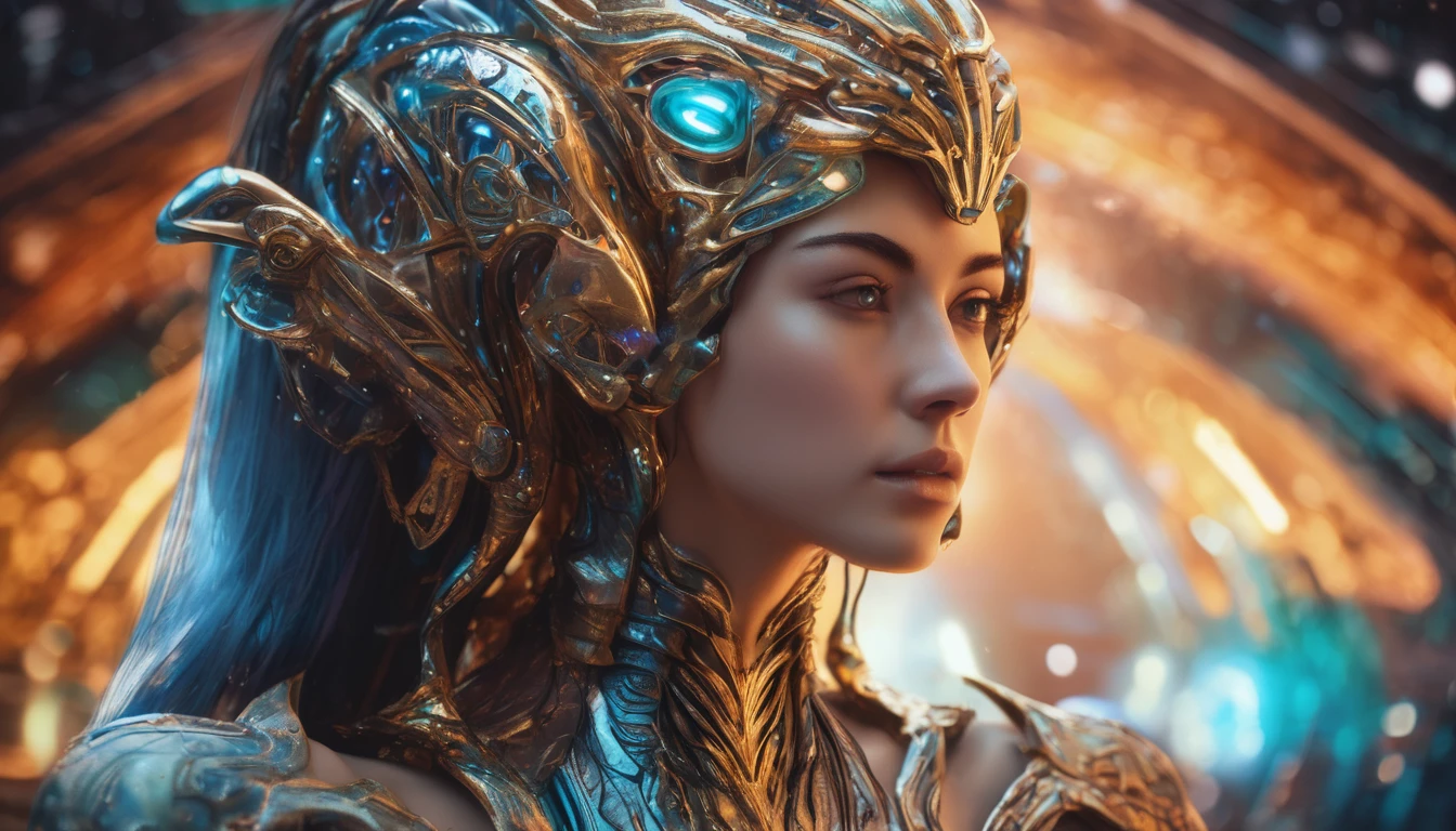 Future female high-dimensional aliens from another dimension,Cosmic,Powerful magic from an unknown dimension,Front bust,Busts and hand portraits,Frontal image,