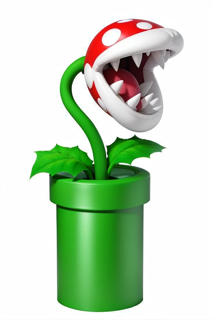 Create a png of the carnivorous plant from the game Mario Bros, but more realistic and scary, 3d, 8k quality, game, Same as in the game, side view