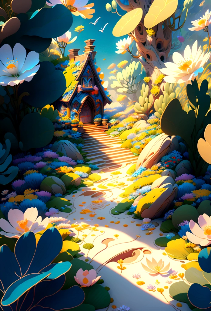 masterpiece, Highest quality, (Highly Detailed CG Unity 8K Wallpaper) (Highest quality), (Best illustrations), (Best Shadow) nature&#39, blue sea,delicate leaver.々Light tracking of colorful petals falling into the air, Super detailed 、Fantasy、fantasy world view、colorful