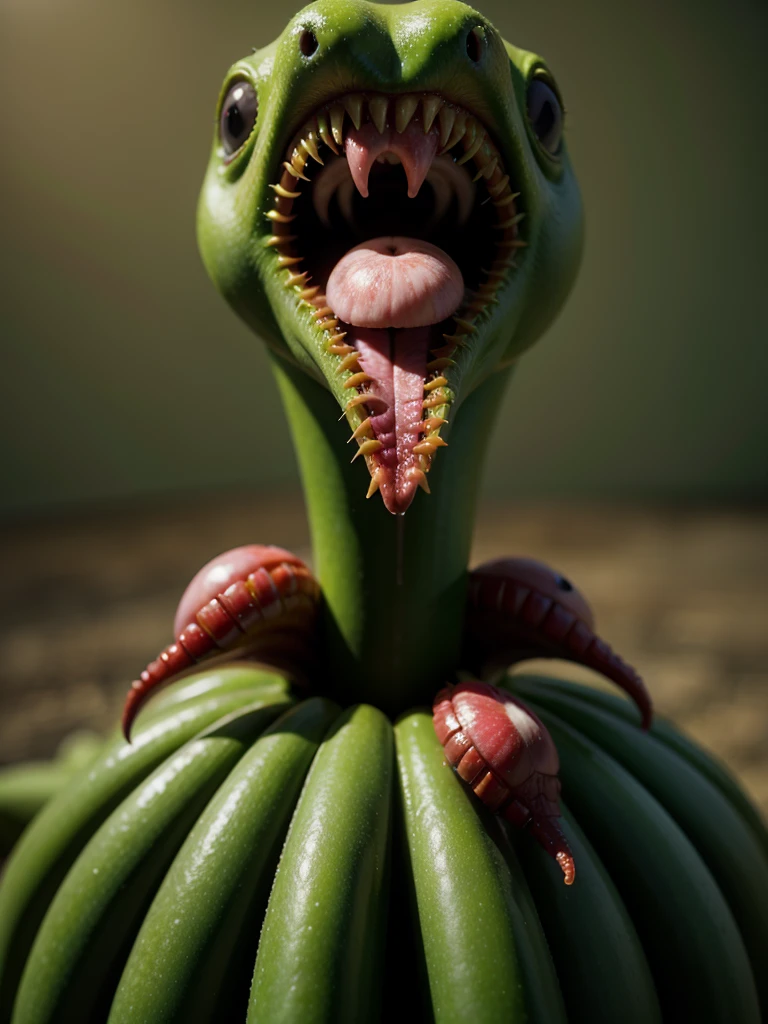 Create a png of the carnivorous plant from the game Mario Bros, but more realistic and scary, 3d, 8k quality, game, Same as in the game, side view, realistic