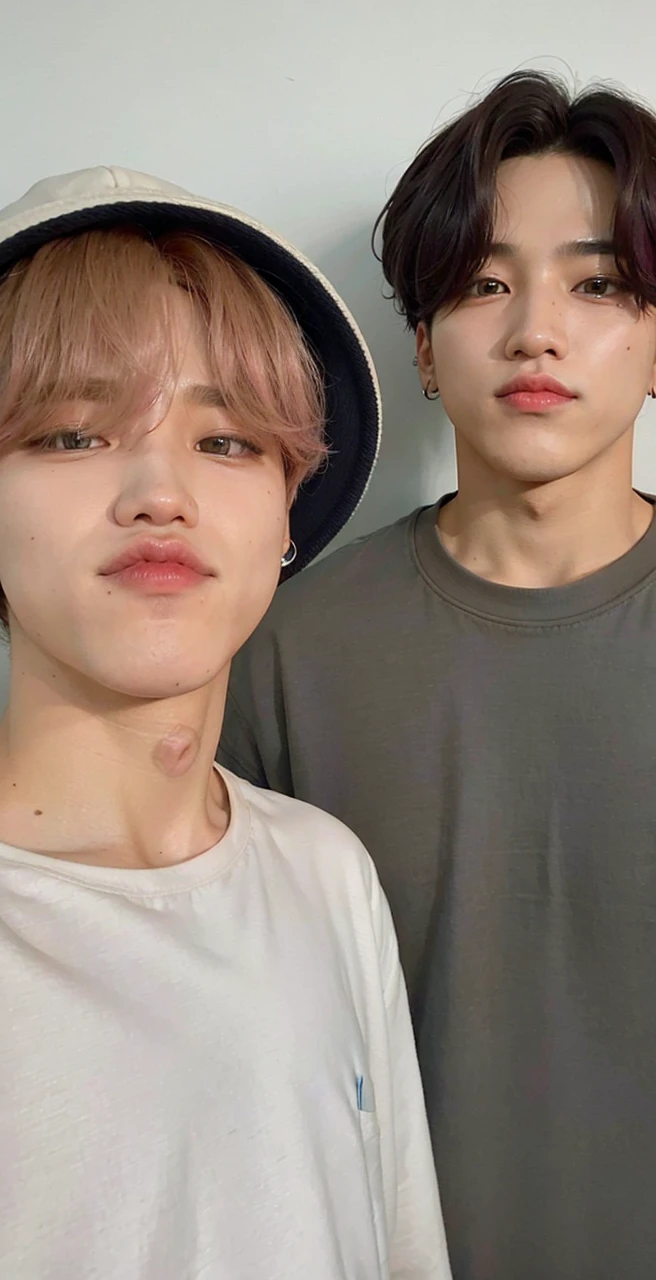 A closeup of a person with pink hair and a black shirt, park Jimin, Jimin\full lips, portrait of jossi de blackpink, Jimin, accurate Jimin face, Jimin\his right eyelid is swollen, Jimin\'s grecian nose, kpop idol portrait, Yanjun Chengt, jossi de blackpink, kim doyoung, hyung tae