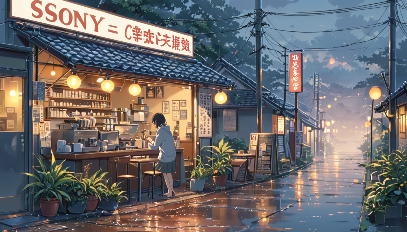 ((Anime: 1.4, Illustration)), (Masterpiece, Top Quality, Best Quality), (Ultra-Detailed, Absolutely Resolution), ((16k, HIGH RES)) (Outdoors shrouded in morning mist, a mellow morning coffee shop), ( Anime: 1.4, Illustration)), (Masterpiece, Top Quality, Best Quality), (Ultra-Detailed, Absolutely Resolution). Ak {Lofi Art, Style of Laurie Greasley, Style of Makoto Shinkai, Anime Aesthetic}, BREAK {(Produces IMAGES WITH ITH INFORMATION THAN 40 Million Pixels with Cinematic-Like Detailed Textures S Hot on a Sony slur).}