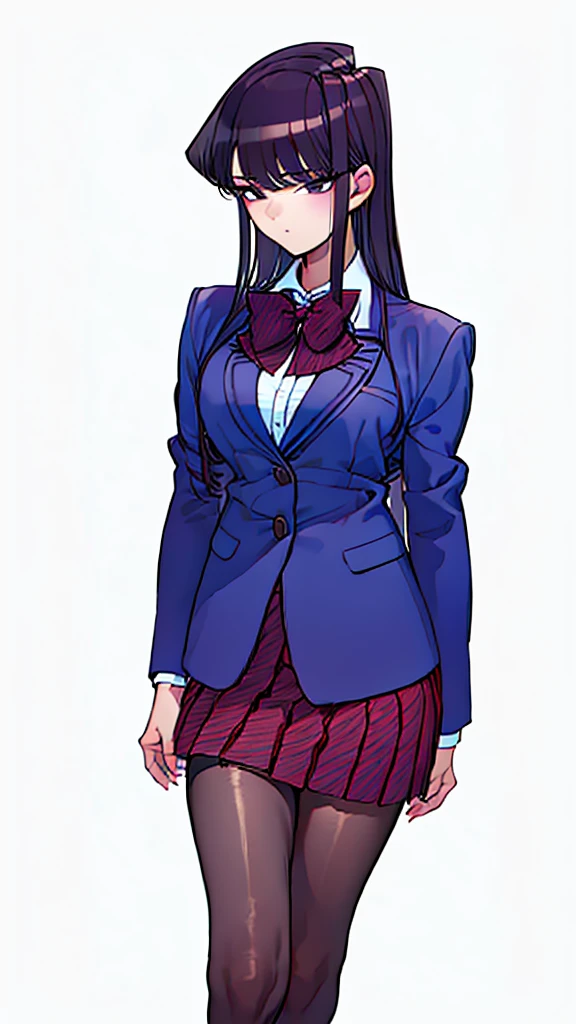 (masterpiece, best quality:1.2),intricate design, (insanely detailed:1.4), (extremely fine details:1.35),masterpiece, best quality, hyper-detailed((masterpiece)), (best quality), (detailed)
ShokoKomidef, purple hair, purple eyes, long hair
, (black pantyhose:1.3),, (school uniform:1.3), red skirt, red bow, (blazer:1.3) (microskirt:1.3)
microskirt