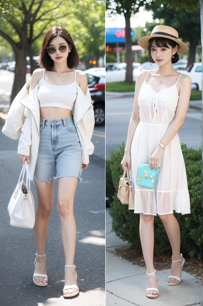 Summer hot girl outfit，american retro style，To wear fashion，Here are a few points you can try:：Shoe selection：White shoes or retro sandals are a good choice。They are comfortable and stylish，A retro look that&#39;s perfect for summer hotties。