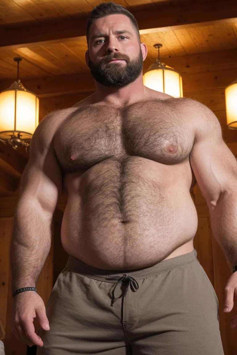 8K HDR Very Extremely Realistic Very Detailed High Quality 8K HDR Very Realistic 46 year old daddy rugged bodybuilder muscle bears man, 8KHDR very realistic detailed hairy, 8KHDR very realistic beared big daddy muscle bear, and 8KHDR very realistic detailed rugged burly man in shorts. 8KHDR Very Realistic legs, 8KHDR very realistic hair, 8KHDR very realistic beards, 8KHDR very realistic thick chubby fat neck, 8KHDR very realistic neck lines, 8KHDR very realistic detailed neck, 8KHDR very realistic belly, 8KHDR very realistic burly chest, 8KHDR very realistic detailed hairy burly strong chest and arms, 8KHDR very realistic detailed hairy burly strong chest and arms, 8KHDR very realistic pecs, 8KHDR very realistic burly muscle bear body, 8KHDR very realistic nipples, 8KHDR very realistic burly muscle bear body, 8KHDR very realistic face, 8KHDR very realistic detailed face, 8KHDR very realistic eyes, 8KHDR very realistic detailed eyes, 8KHDR very realistic pupils, 8KHDR very realistic detailed pupils, 8KHDR very realistic head, 8KHDR very realistic waist, 8KHDR very realistic facial features, 8KHDR very realistic burly arms, 8KHDR very realistic elbows, 8KHDR very realistic hands, 8KHDR very realistic pecs, 8KHDR very realistic belly, 8KHDR very realistic human man body, 8K HDR very realistic bellybutton, 8KHDR very realistic wrists, 8KHDR very realistic fingers, 8KHDR very realistic fingernails, 8KHDR very realistic shoulders, 8KHDR very realistic mouth, 8KHDR very realistic lips, 8KHDR very realistic mens clothing, 8KHDR very realistic detailed mens clothing. 8KHDR Very Realistic Hairy Bearded Burly Muscle bear Photoshoot, 8KHDR Very Realistic Ultra-detailed, 8KHDR very realistic detailed bedroom surroundings, 8KHDR very realistic surroundings lighting, No Deformities, captured with a 85mm lens, ( best quality, highres, realistic:1.37), Super real detailed skin, Ultra-detailed, Photorealistic 1.4, hyper photorealism, 8K HDR Clear HDR Quality