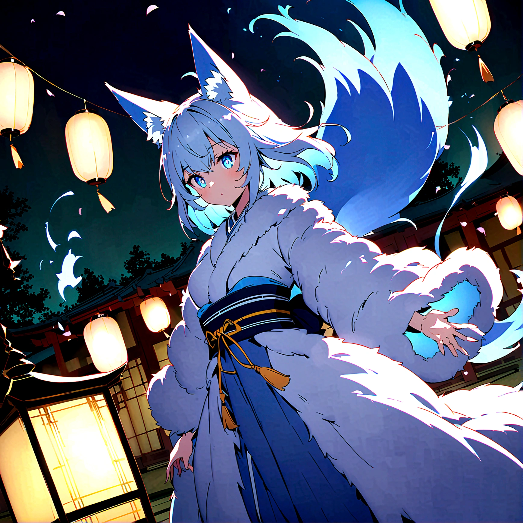 fox Light blue hair beast girl indigo fur fox beast girl fox Light blue hair beast girl indigo fur fox beast girl Wallpaper 4k,8k,highly detailled,,vivid colors,detailed kitsune with 9 tails,traditional Japanese artwork,tatami floor,beautiful cherry blossoms,floating lanterns,dark silhouette of a pagoda,subtle moonlight,dense forest,ethereal atmosphere,dappled sunlight,whimsical spirit,serene expression,elaborate kimono and obi,delicate hand-painted details,luminous eyes Anime Style fox blue White-faced golden-haired nine-tailed fox Coat blue fox Light blue hair beast girl indigo fur fox beast girl Anime Style fox blue White-faced golden-haired nine-tailed fox Coat blue mysterious background Blue Flame girl have a ball of light fox Light blue hair beast girl indigo fur fox beast girl mysterious background Blue Flame girl have a ball of light Anime Style fox blue White-faced golden-haired nine-tailed fox Coat blue mysterious background Blue Flame girl have a ball of light