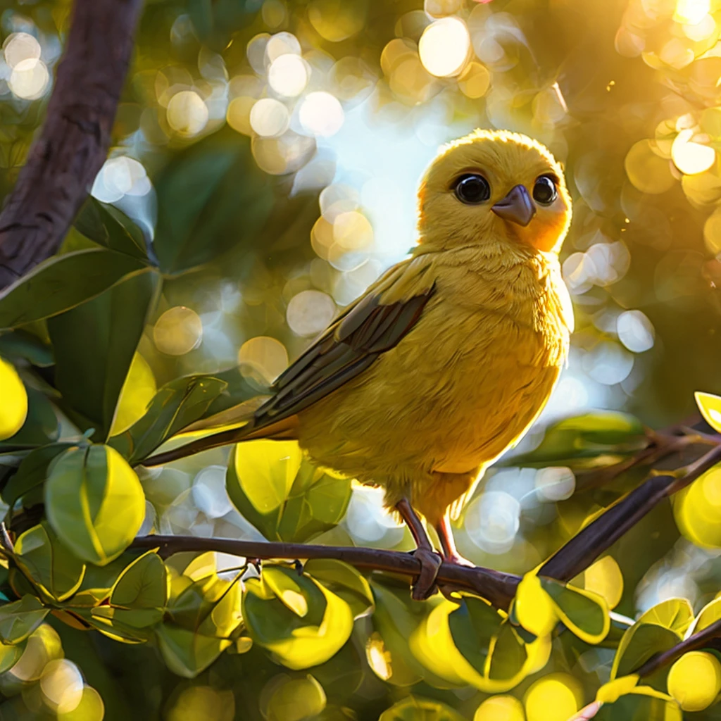 full body shot, a cute yellow chick look curiously, in a big new luxury house, day light