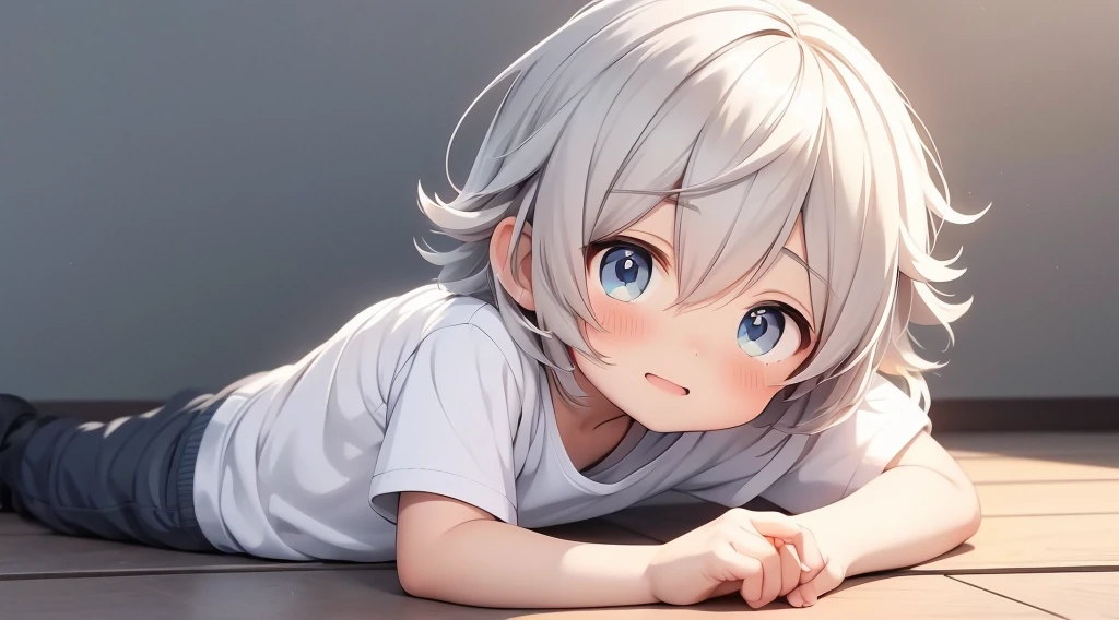 chibi anime boy 4 years laying on the ground with his head on his hands, cute anime, menino anime, cabelo loiro olhos azuis, olhos azuis e cabelos loiros, Cabelo loiro e olhos azuis, garoto fofo, anime chibi, menino loiro, cabelo loiro olhos azuis, menino loiro com olhos amarelos, Papel de parede de anime, anime chibi, menino pequeno, anime!!!!!!!!!!!!!!!