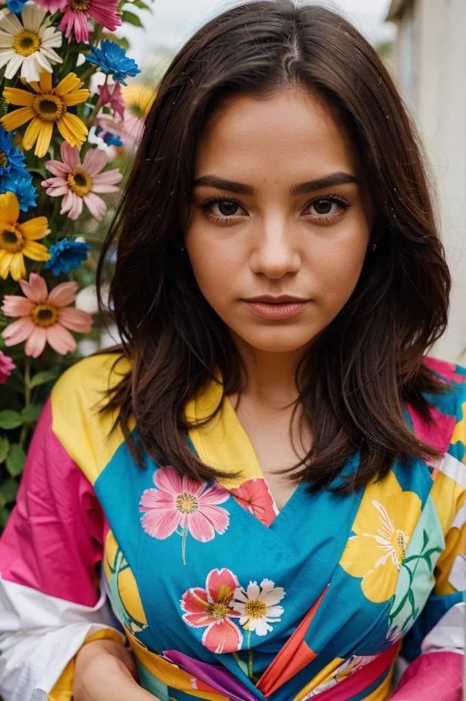 Colorful flowers with shaped 