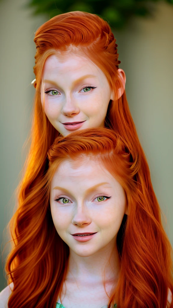 cinematic photo, 35mm photograph, film, bokeh, professional, 4k, highly detailed, photo of ChandlerLovelle with long red hair, focus on eyes, close up on face, grinning, wearing jewelry, blond color hair styled fishtail bun,