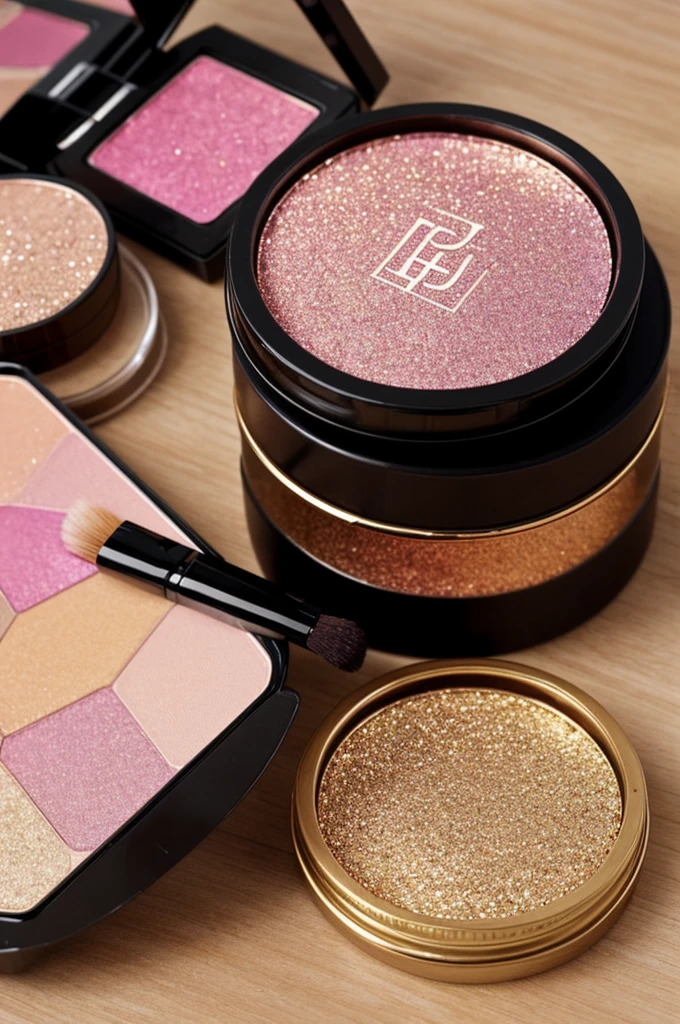 I want to design a logo with the Tottus brand inspired by glitter and flowers and you can present it to me Using a makeup container