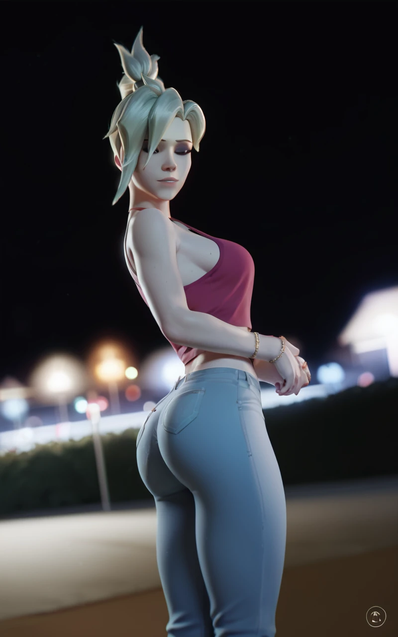 score_9,score_8_up,score_7_up,score_6_up ,source_overwatch score_9, score_8_up, score_7_up, 1woman, solo, mercy \(overwatch\), high quality,night , jeans