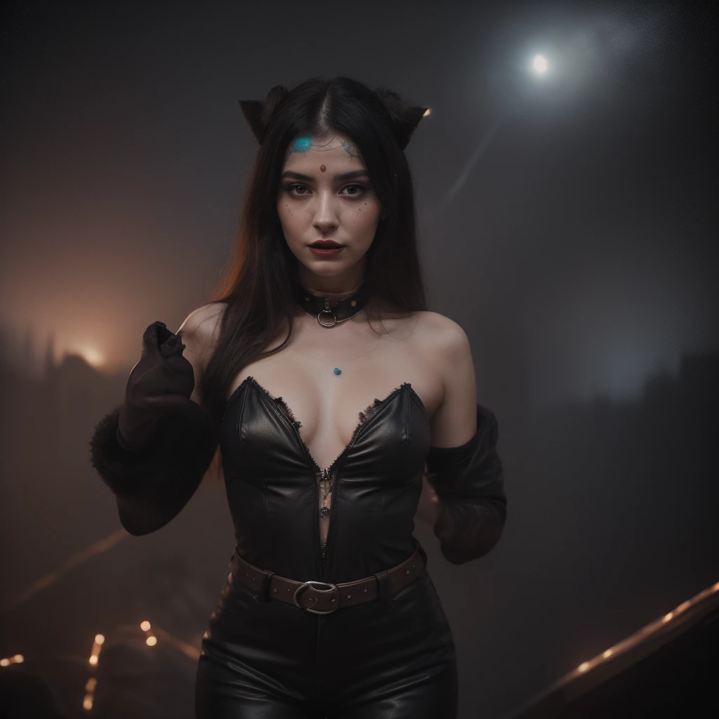 “Mumta, with iridescent wings that shimmer like stardust, prowls the neon-lit stages of distant planets. Her voice, a haunting blend of melancholy and rebellion, echoes through asteroid-filled arenas. Dressed in tattered leather and adorned with cosmic tattoos, she belts out lyrics that speak of love lost across galaxies. Fangs peek out from her crimson lips as she croons, captivating both mortals and extraterrestrials alike.” 🌟🎤🌌