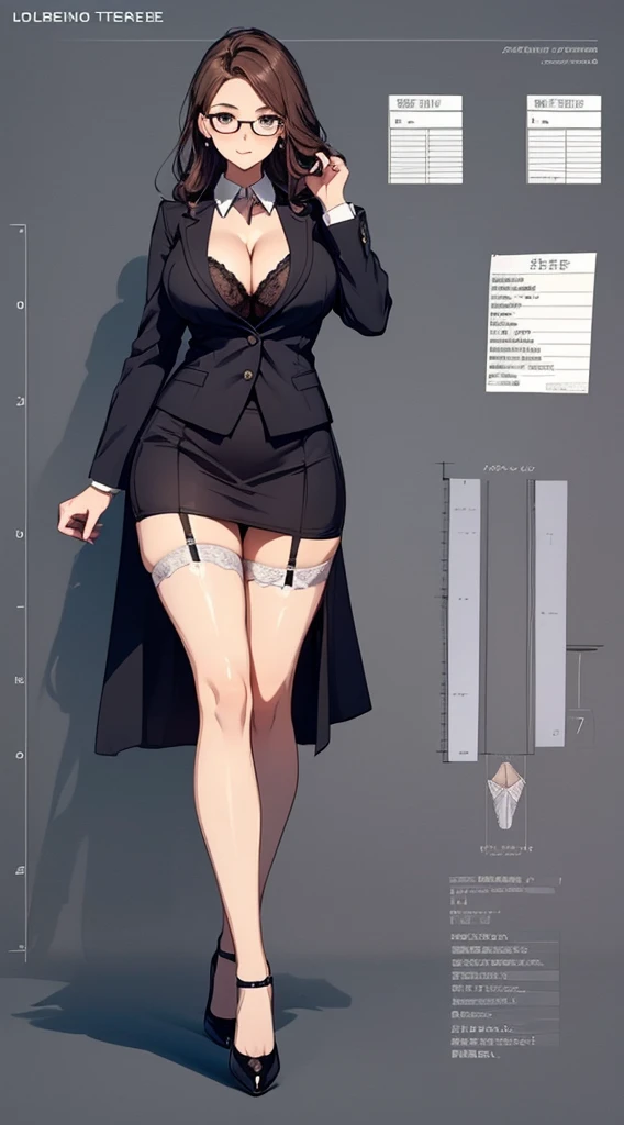 girl, alone, whole body, From head to toe, Are standing, (Huge Saggy Tits:1.3),
Character design sheet, Character Reference Sheet, 設計図のSchematic, Drafting, Blueprint, Schematic,
((Character design sheet:1.7, Character Reference Sheet:1.7,)),
anime/cartoon character wearing a girls , 1girl, alone, ,Mature Woman,Cleavage,Long sleeve,Collared shirt,White shirt,,(Tight Skirt),((garter belt)),(High heels),Skirt Suit,mini skirt,office lady,Long Hair, bow, , (Very short skirt:1.4), (lingerie:1.5),secretary,Thin glasses, In underwear:1.5,nsfw