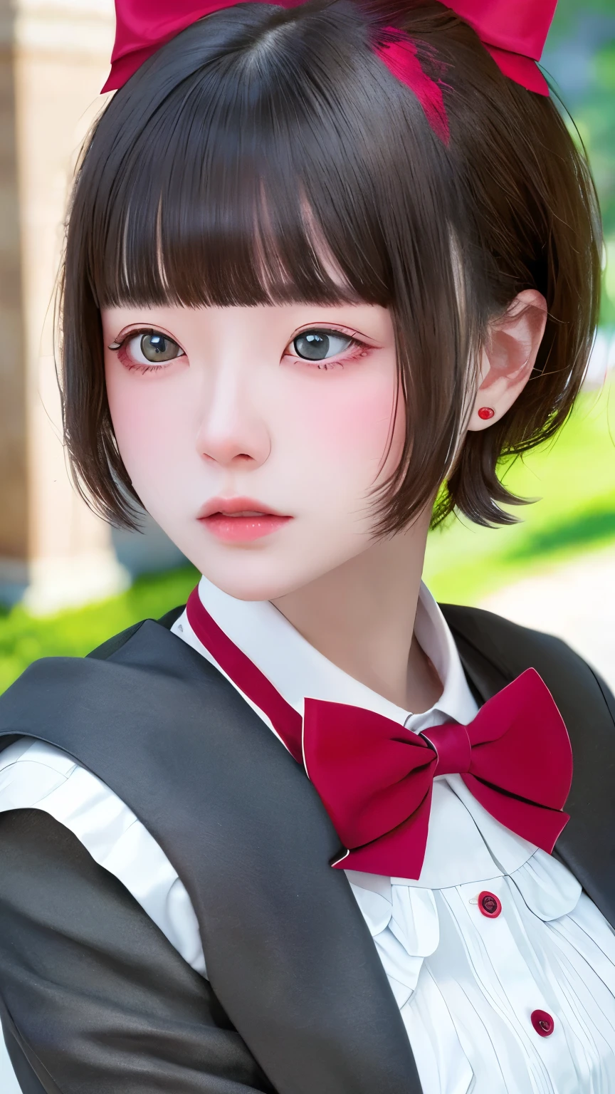The highest quality of work,actual work,Ultra-premium graphics,8K HD CG 작동,High-quality graphics,High-definition CG Work,10x pixel,very fine details:1.1,Advanced technical details:1.1 realistic,(Girl sitting cross-legged on the stairs)natural light:1.5. lighting effects(virtual lighting effects:1.8),Wet long silver hair,silver hair,transparent hair,Hair that pays attention to detail(Premium hair details:1.1)clear eyes,Your double eyelids are pretty,Sharp eye makeup, Delicate eyelash makeup, thin eyebrows, very detailed eyes,high nose, I like red lips, rose cheek, A face with delicate makeup , Cute face, perfectly balanced face,(Advanced facial details:1.1),shining,very coolドレス,bright red series,((front open wet white blazer)) 、(Translucent wet white blouse)、(red bowtie)、(wet check skirt)、、girl 、Photo shoot,female'Work,full body portrait,Realism,very cool,My eyes are sparkling again today、(8. she'It's wet)),(sudden rain、wind),(The wind blows up my skirt),(I can see your pants)、