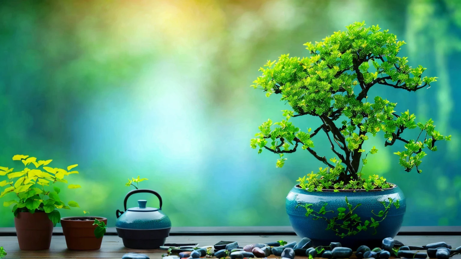 there is a Potted plants tree in a pot on a table, Zen Nature Background, lush plants and Potted plants trees, Potted plants tree, blue Potted plants, Beautiful Wallpapers, Awesome Wallpapers, High-resolution wallpapers, Potted plants trees, Nature Wallpaper, Beautiful background, Potted plants, made of Potted plants, Portrait Wallpaper, Zen temple background, Zen atmosphere, High Quality Wallpapers, high quality desktop wallpaper