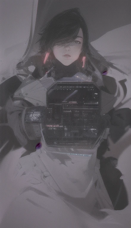 ((The best quality)), ((Masterpiece)), (Very detailed:1.3), ..............3D, beautiful (Cyberpunk:1.3) hacker woman, short hairstyle,short hair, Return to viewer, Thick hair, Operating computer terminal, head mounted display, computer server, LCD screen, fiber optic cable, Company logo, HDR (High Dymanic Range), ray tracing, NVIDIA RTX, super resolution, Unreal 5, Subsoil Scatter, PBR texture, Post-processing, Anisotropic filtering, depth of field, maximum sharpness and sharpness, Multilayer textures, Albedo y Highlight Maps, Surface shading, Accurate simulation of light-material interactions, perfect proportions, octane rendering, duotone lighting, Low ISO, white balance, rule of thirds, wide opening, 8K RAW, efficient sub-pixels, sub-pixel convolution, glow particles, dynamic pose