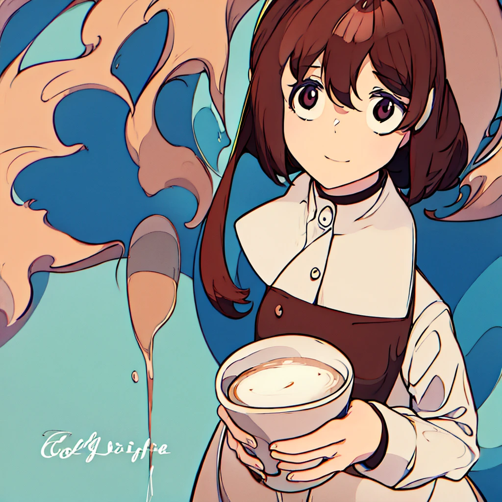 Simple background Woman with coffee