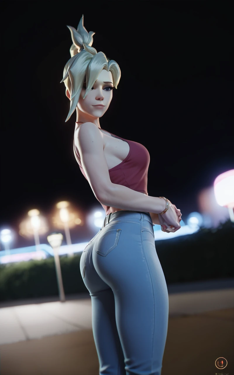score_9,score_8_up,score_7_up,score_6_up ,source_overwatch score_9, score_8_up, score_7_up,  1woman, solo, mercy \(overwatch\), high quality,night , jeans