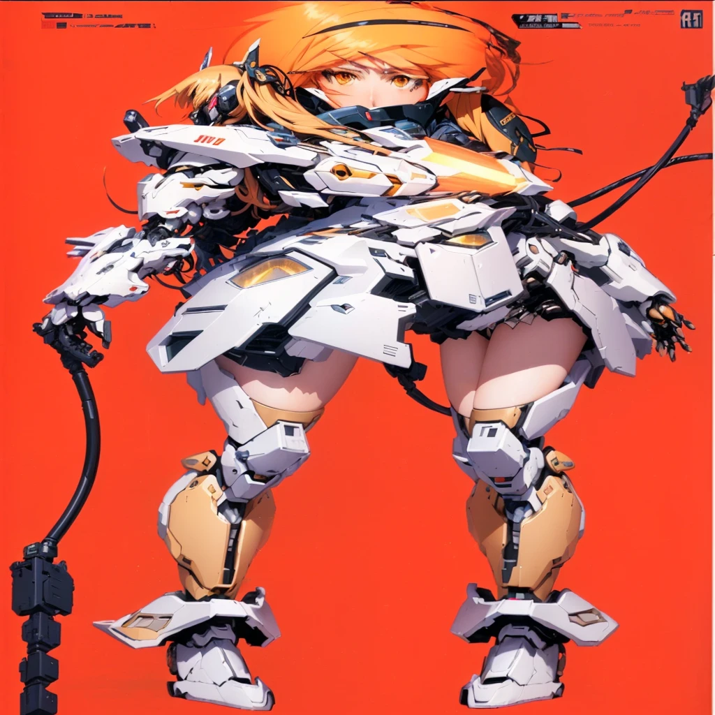 Anime figure with a pistol and a weapon in his hand, Girl in mecha cyber armor, female mecha, mechanized valkyrie Girl, fully robot-controlled!! Girl, Anime-Manga-Robots!! anime Girl, by Krenz Cushart, ferra white mecha, cyberpunk anime Girl mech, inspired by Krenz Cushart, white mecha