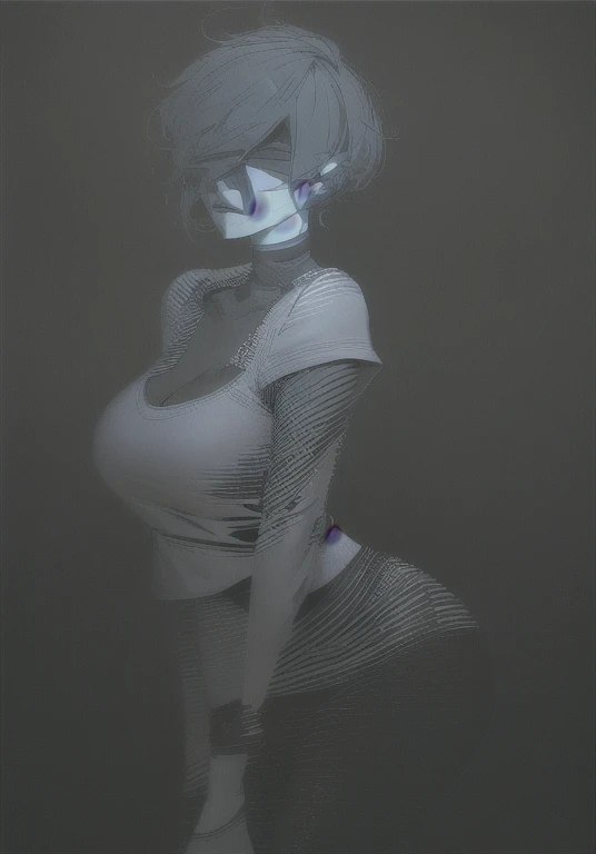 ((The best quality)), ((Masterpiece)), (Very detailed:1.3), ..............3D, beautiful (Cyberpunk:1.3) hacker woman, short hairstyle,short hair, Return to viewer, Thick hair, Operating computer terminal, head mounted display, computer server, LCD screen, fiber optic cable, Company logo, HDR (High Dymanic Range), ray tracing, NVIDIA RTX, super resolution, Unreal 5, Subsoil Scatter, PBR texture, Post-processing, Anisotropic filtering, depth of field, maximum sharpness and sharpness, Multilayer textures, Albedo y Highlight Maps, Surface shading, Accurate simulation of light-material interactions, perfect proportions, octane rendering, duotone lighting, Low ISO, white balance, rule of thirds, wide opening, 8K RAW, efficient sub-pixels, sub-pixel convolution, glow particles, dynamic  pose