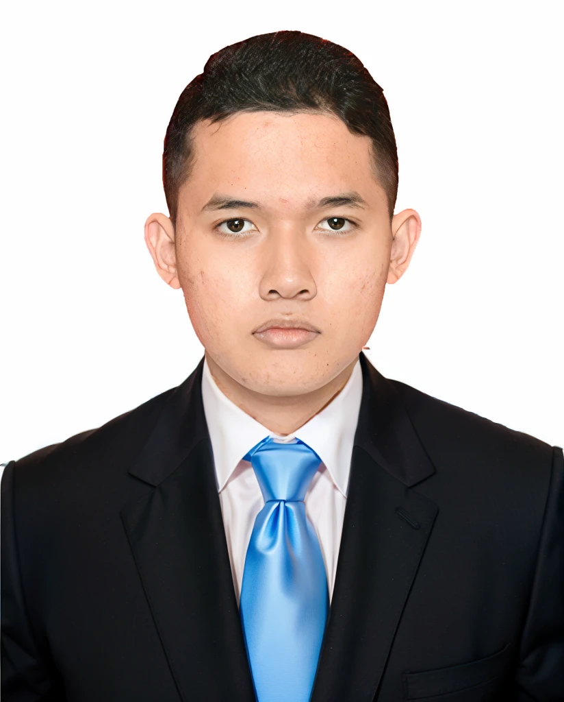 black suit , red tie