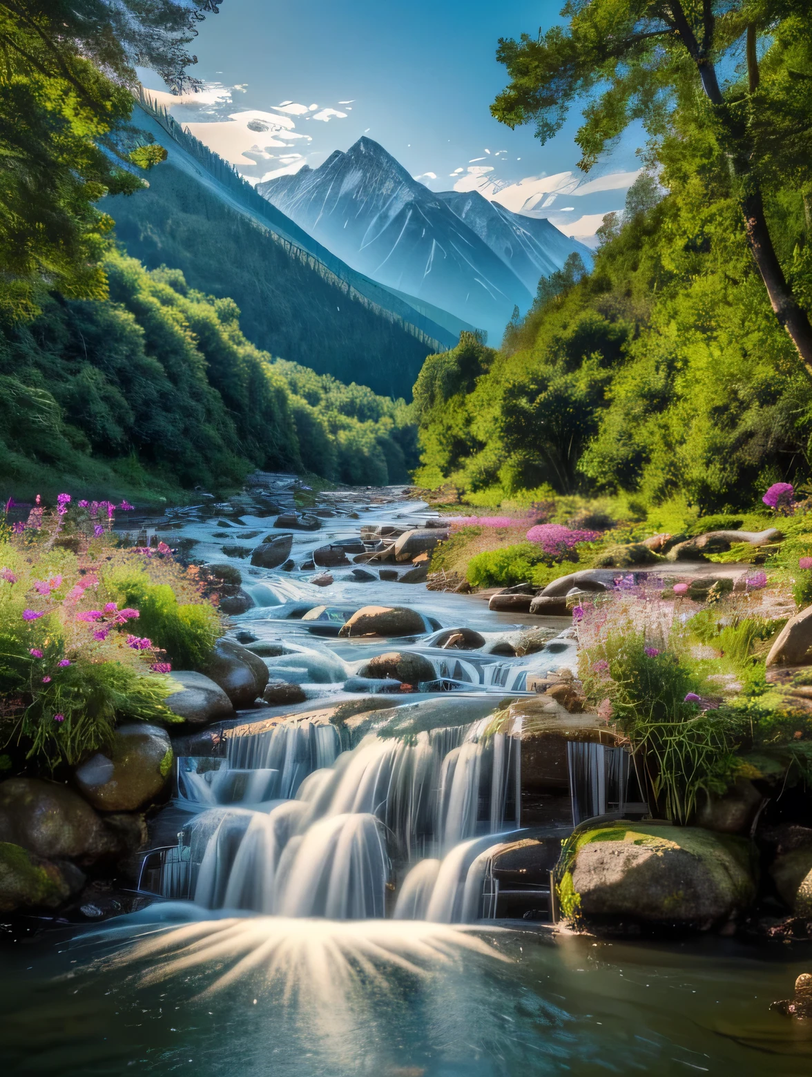 (best quality,4k,8k,highres,masterpiece:1.2),ultra-detailed,(realistic,photorealistic,photo-realistic:1.37),illustration,atmospheric lighting,majestic colors,gorgeous scenery,serene,ethereal,wisdom,strength,beauty,motherly love,nurturing,caring,harmony,gentle,floral patterns,flowing hair,earthly textures,fertile land,abundant vegetation,mountains in the distance,winding rivers,sparkling waterfalls,endless sky,whispering breeze,birds singing,warm sunlight,floating petals,cradling the Earth,diversity of life,a peaceful aura,fleeting butterflies,graceful movements,loving gaze,natural balance,unconditional love,tranquil atmosphere,celestial beauty.