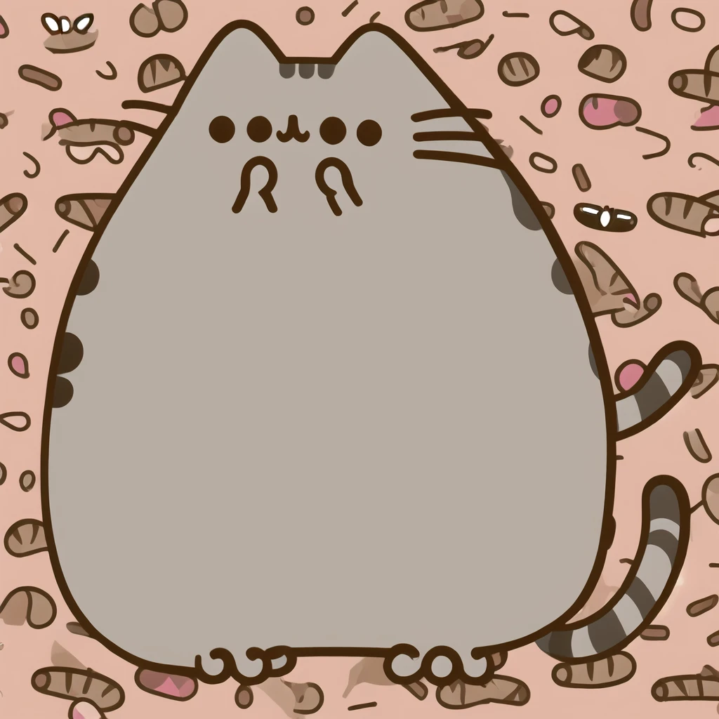 ((masterpiece,best quality)), absurdres, Pusheen, animal focus, fat cat, flat colors,