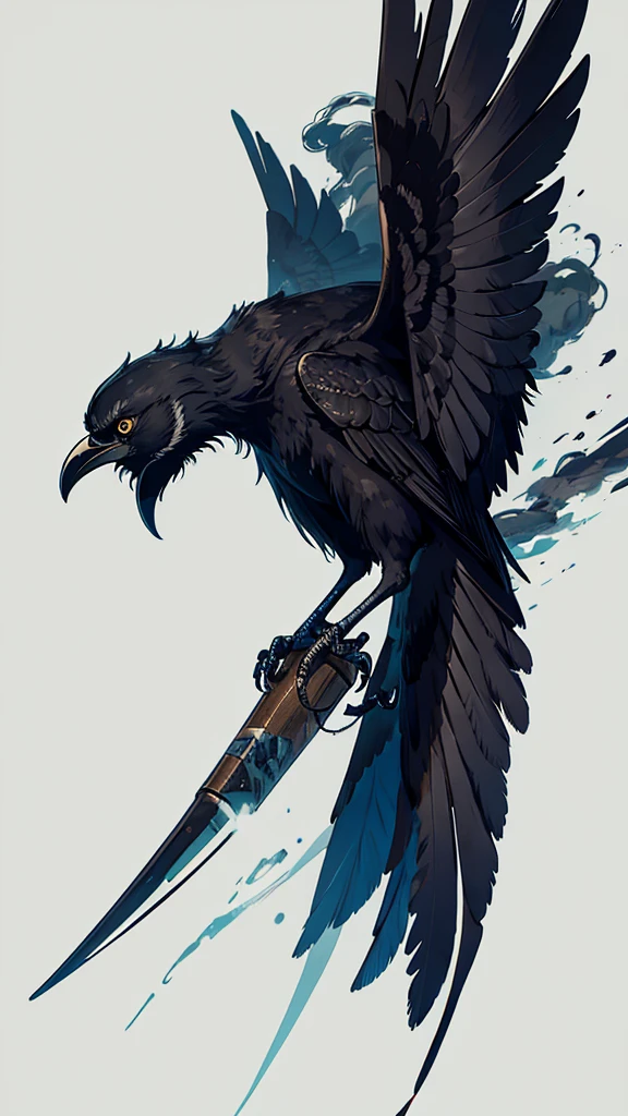 Crow made of smoke, coming out of the forearm  