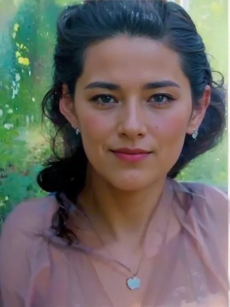 A realistis spanish woman face wear a violet dress,ultra hd 8k
