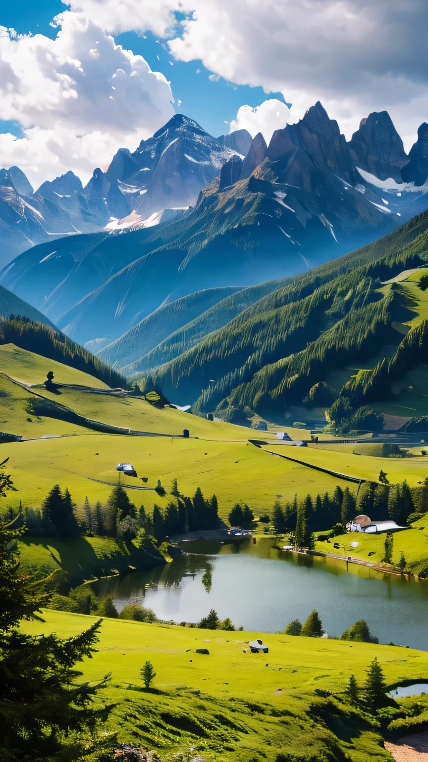 Highest quality,masterpiece,Very detailed,Super detailed, ,landscape, Mountain Horizon,