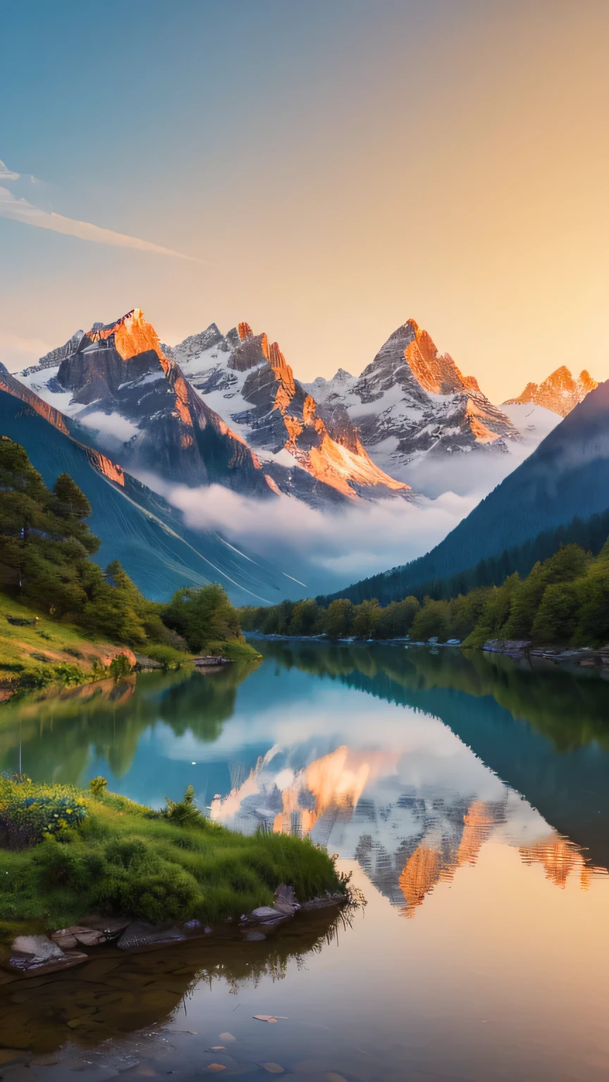 Highest quality,masterpiece,Very detailed,Super detailed, ,landscape, Mountain Horizon, 
 