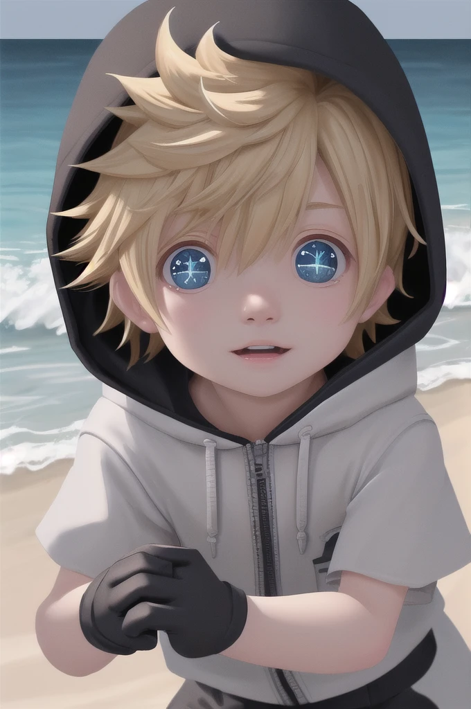 khroxas, white jacket, short sleeves, pants, black robe, hood, black gloves,
, adorable boy, sparkling eyes, energetic eyes, delicate features, high light in eyes,sea, beach , outside, highlight in eyes, multiple details,
The soft lighting and detailed surroundings create an immersive environment where imagination runs wild hyper-detailed, hyper-detailed face, high quality visuals, dim Lighting, sharply focused, octane render, 8k UHD