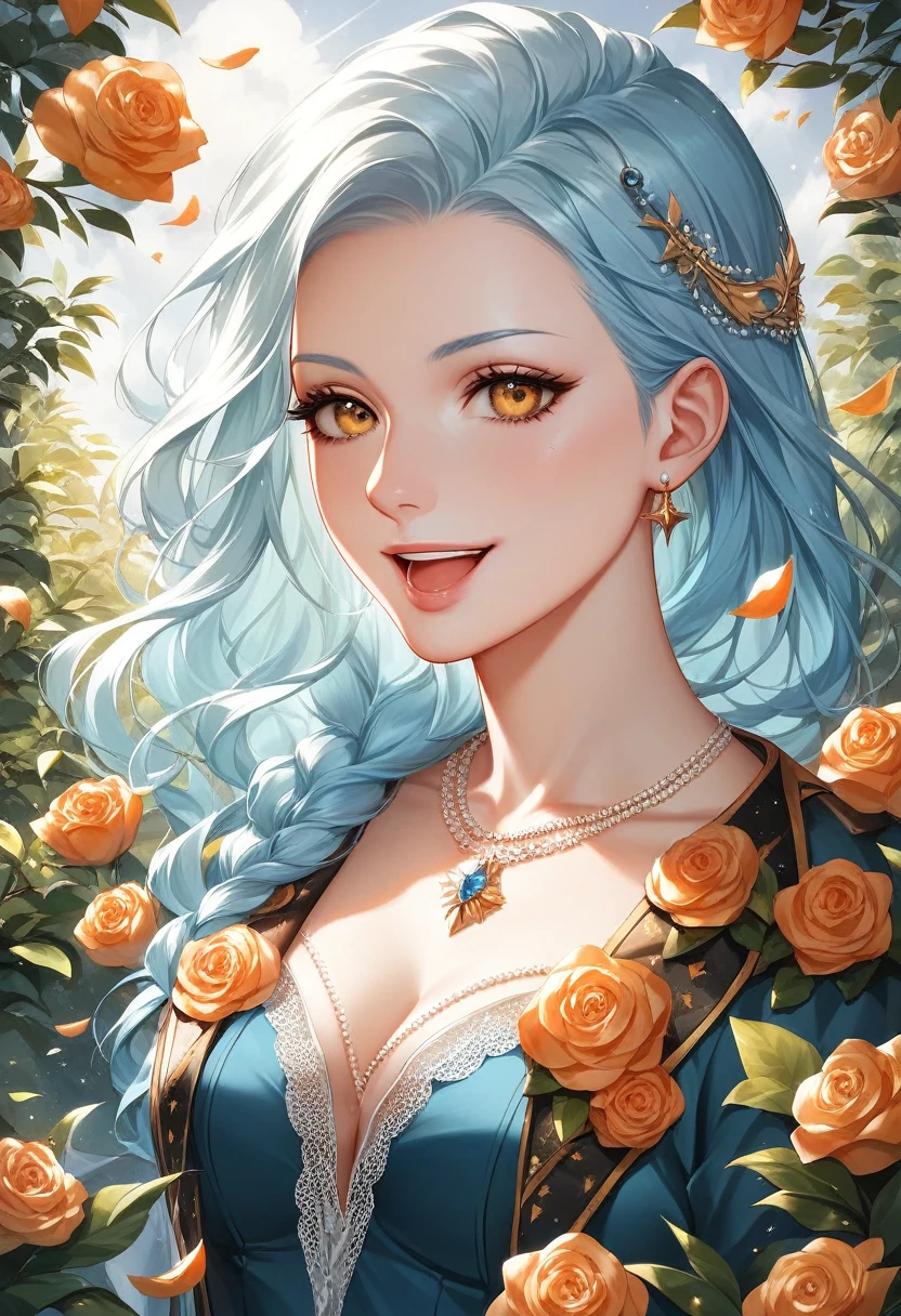 score_9, score_8_superior, score_7_superior, (masterpiece, Highest quality, so beautiful, Super detailed), Intricate details, One Man, student, ,Light blue hair, Amber eyes,, Open your mouth,, smile,