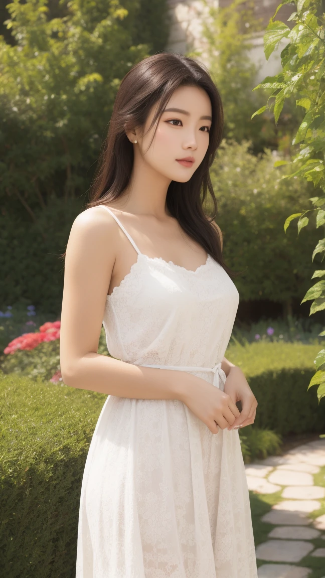 Realistic , Beautiful woman ,garden