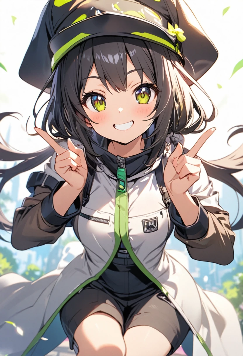 Cute girl doing two fingers, cute smile