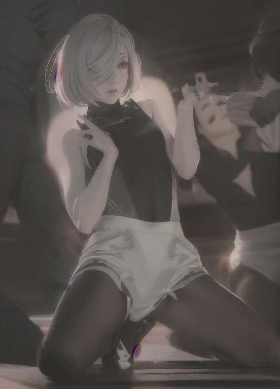 ((The best quality)), ((Masterpiece)), (Very detailed:1.3), ..............3D, beautiful (Cyberpunk:1.3) hacker woman, short hairstyle,short hair, Return to viewer, Thick hair, Operating computer terminal, head mounted display, computer server, LCD screen, fiber optic cable, Company logo, HDR (High Dymanic Range), ray tracing, NVIDIA RTX, super resolution, Unreal 5, Subsoil Scatter, PBR texture, Post-processing, Anisotropic filtering, depth of field, maximum sharpness and sharpness, Multilayer textures, Albedo y Highlight Maps, Surface shading, Accurate simulation of light-material interactions, perfect proportions, octane rendering, duotone lighting, Low ISO, white balance, rule of thirds, wide opening, 8K RAW, efficient sub-pixels, sub-pixel convolution, glow particles, dynamic pose